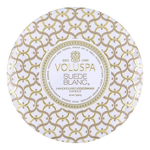 Maison Blanc Suede Blanc 3 Wick Tin Candle - Svíčka, VOLUSPA