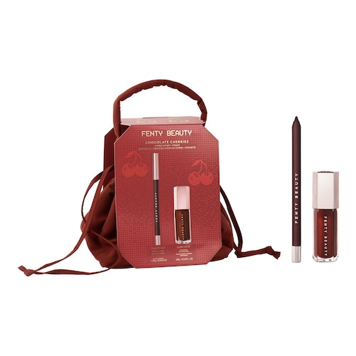 FENTY BEAUTY - Chocolate Cherriez – Sada 2 přípravků na rty + kapsička