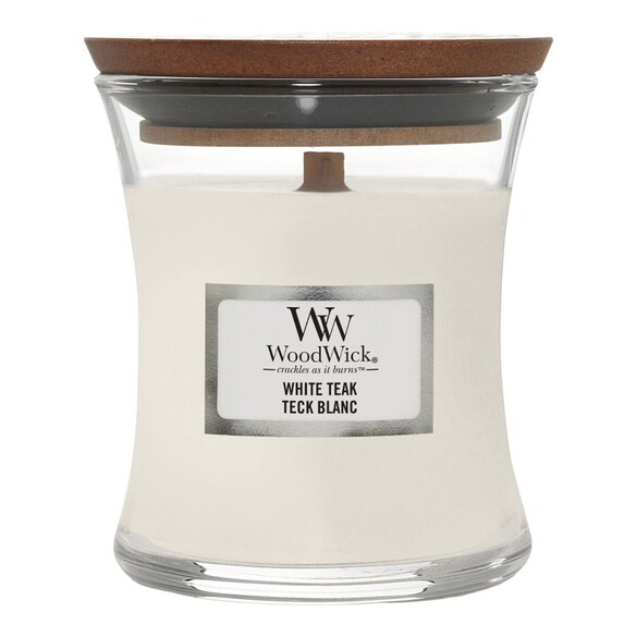 Malá vonná svíčka White Teak, WOOD WICK