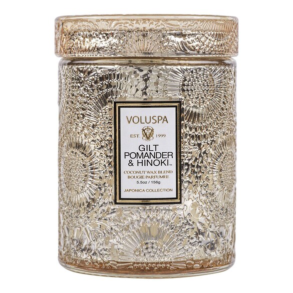 Japonica Gilt Pomander & Hinoki Small Jar Candle - Svíčka, VOLUSPA