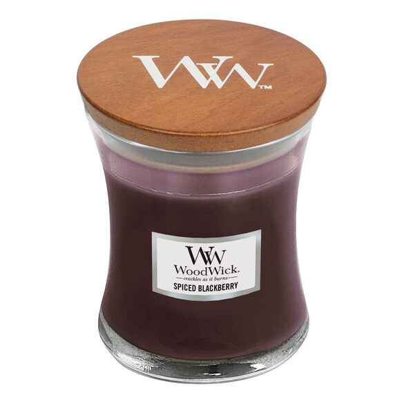 Malá vonná svíčka Spiced Blackberry, WOOD WICK
