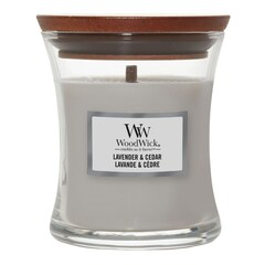 Malá vonná svíčka Lavender & Cedar, WOOD WICK