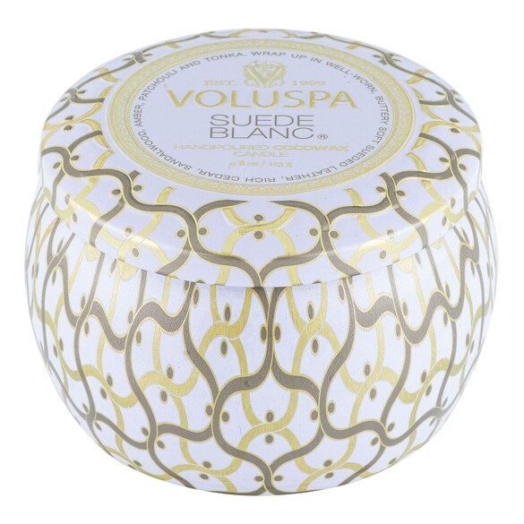 Maison Blanc Suede Blanc Mini Tin Candle - Svíčka, VOLUSPA