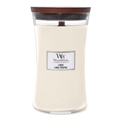 Velká vonná svíčka Linen, WOOD WICK